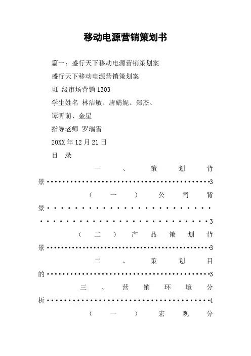 移动电源营销策划书
