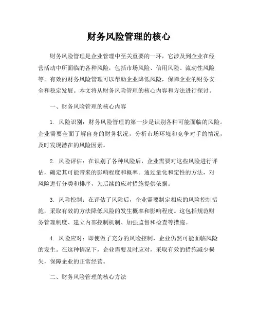 财务风险管理的核心