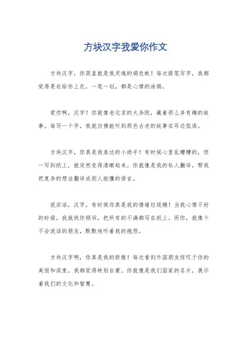 方块汉字我爱你作文