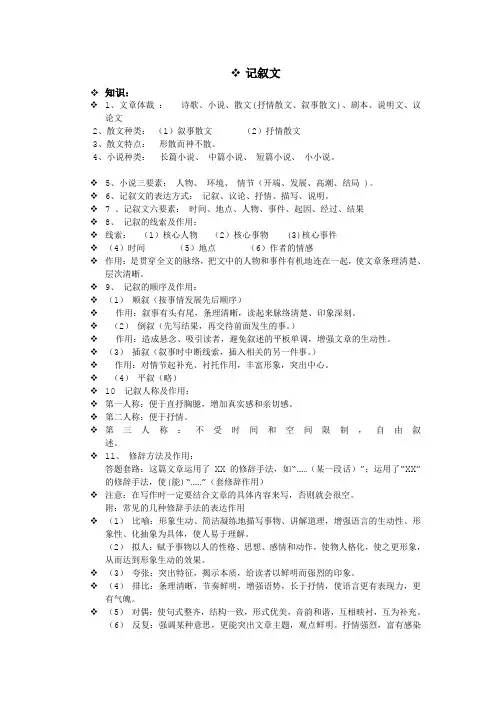 三大文体知识及题型