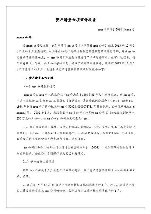 资产清查专项审计报告