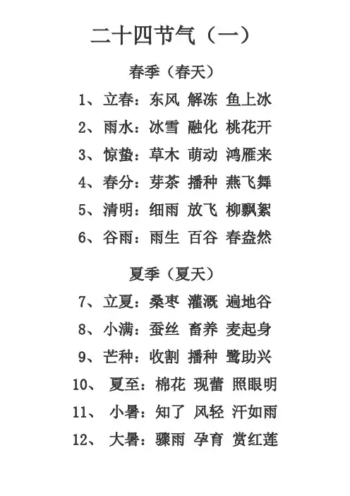 二十四节气(四季)