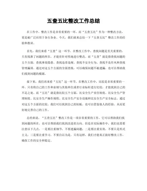 五查五比整改工作总结