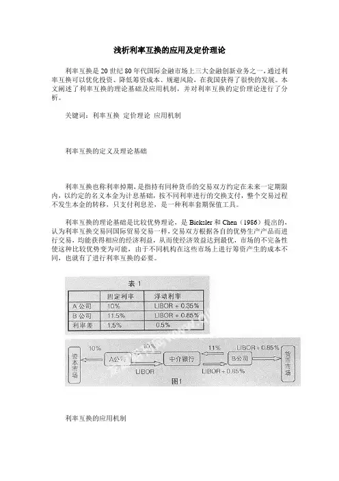 浅析利率互换的应用及定价理论