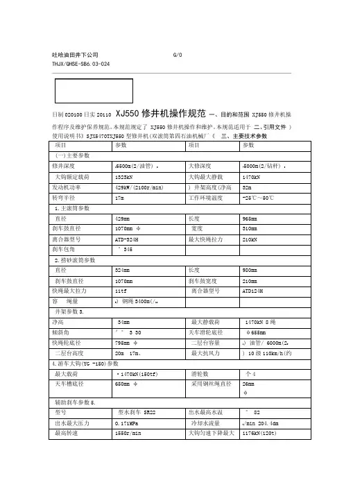 550修井机操作规范