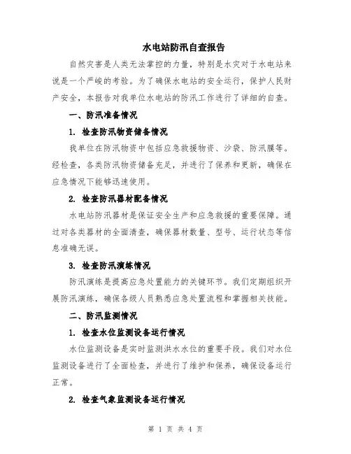 水电站防汛自查报告