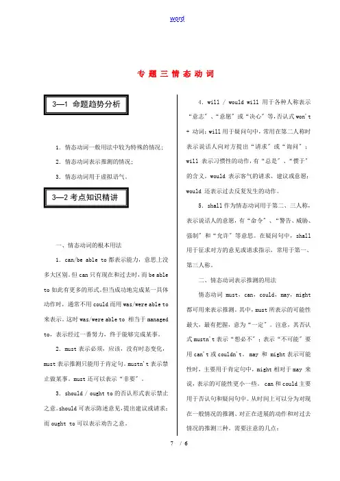 2011年高考英语 热点专题-情态动词
