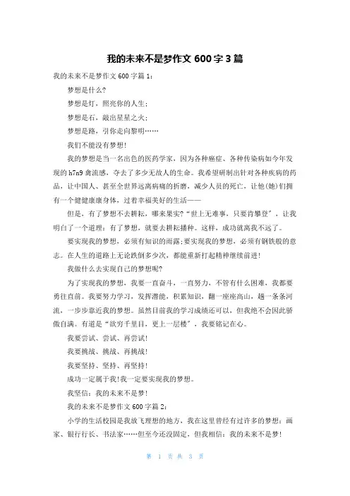我的未来不是梦作文600字3篇