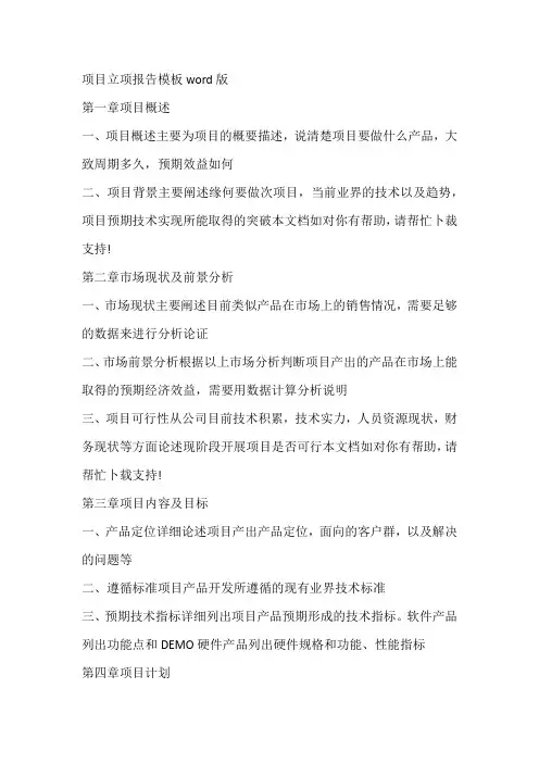 项目立项报告模板word版