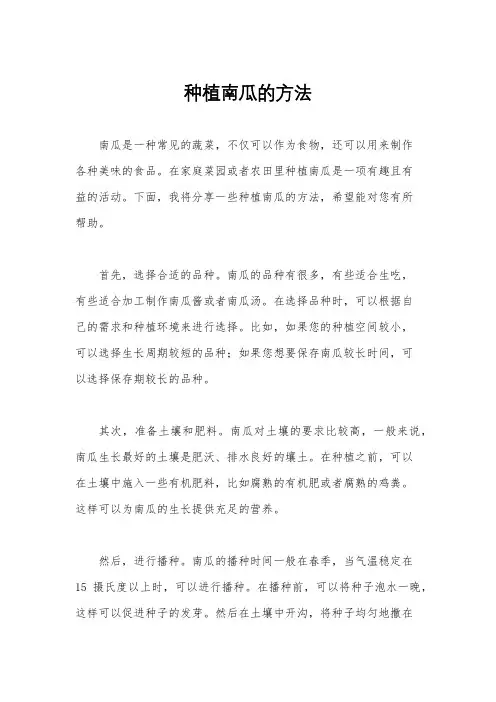种植南瓜的方法