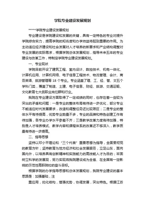 学院专业建设发展规划