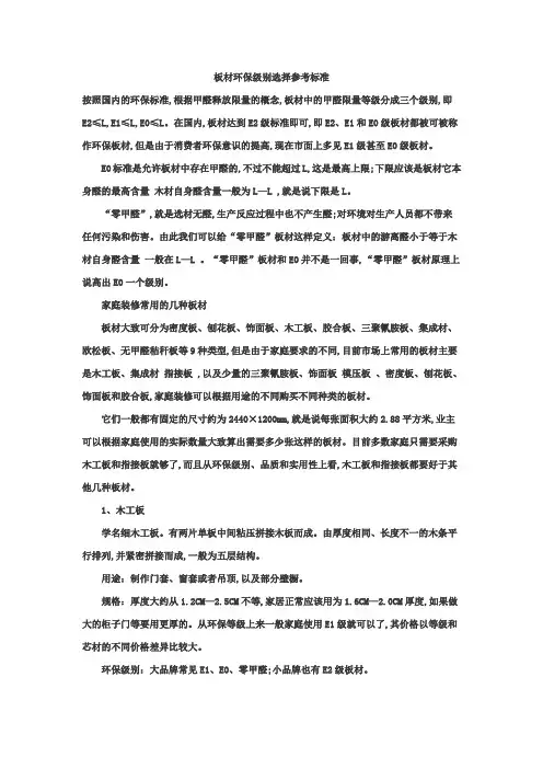 板材环保等级