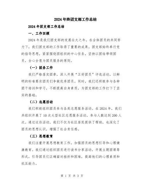 2024年终团支部工作总结