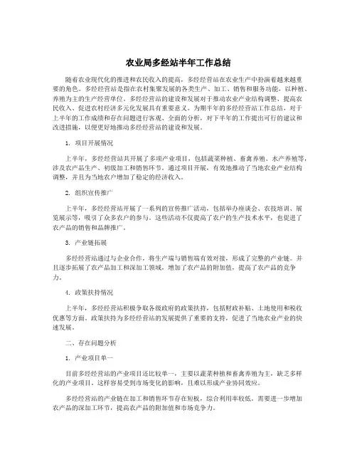 农业局多经站半年工作总结