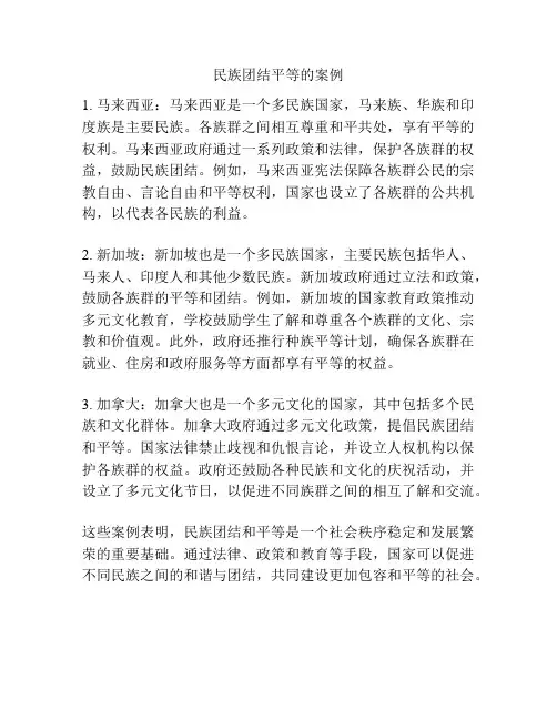 民族团结平等的案例