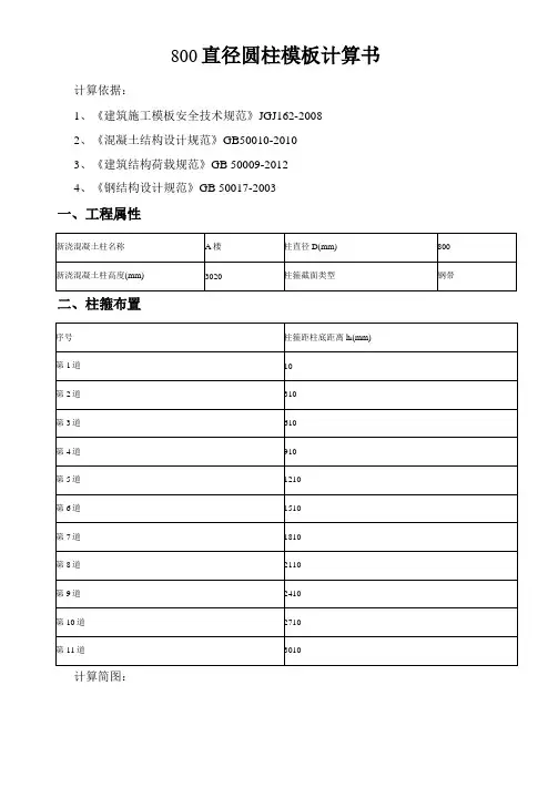 800直径圆柱模板计算书