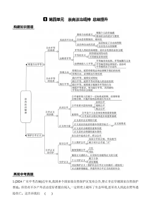 第四单元  崇尚法治精神 总结提升(含答案) 2024-2025学年道德与法治统编版八年级下册