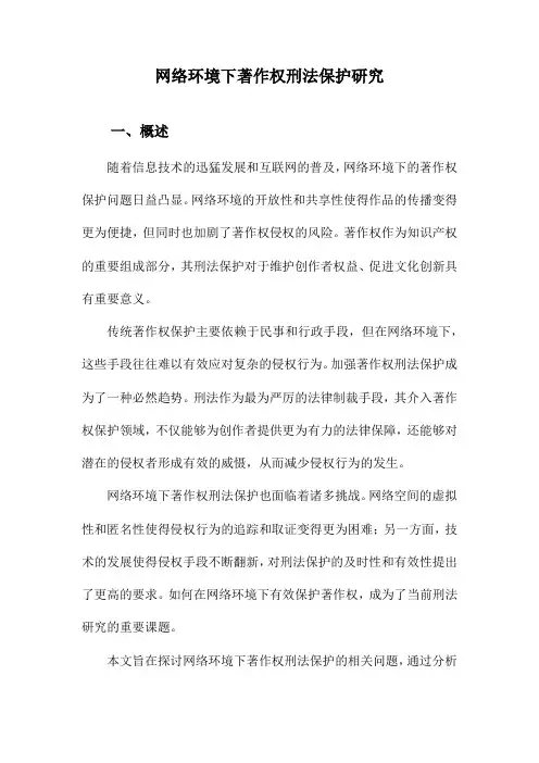 网络环境下著作权刑法保护研究