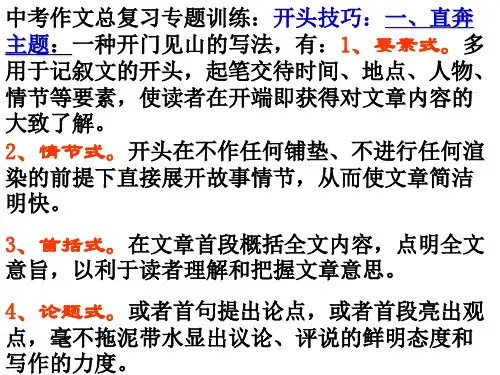 中考作文开头和结尾指导课件