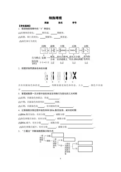 2019届高三生物第二轮复习《细胞增殖》学案含答案