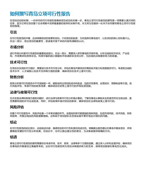 青岛立项可行性报告怎么写