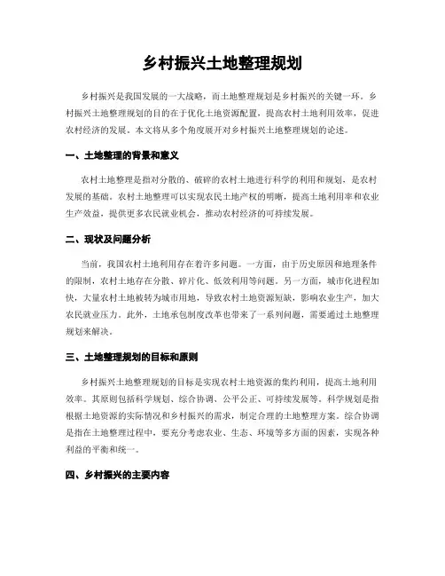 乡村振兴土地整理规划