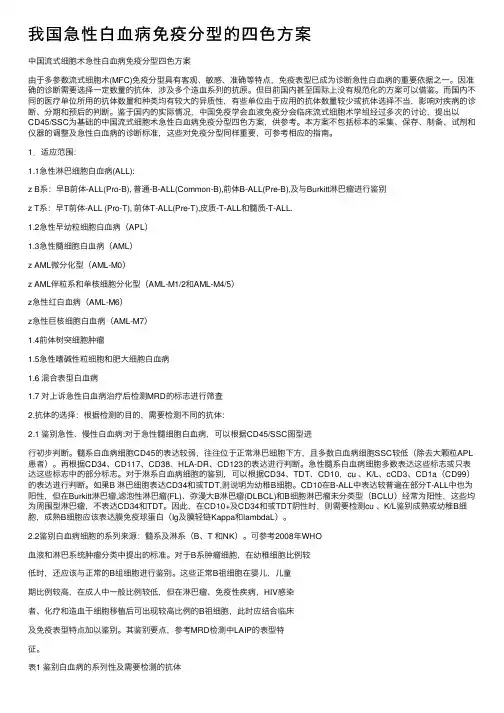 我国急性白血病免疫分型的四色方案