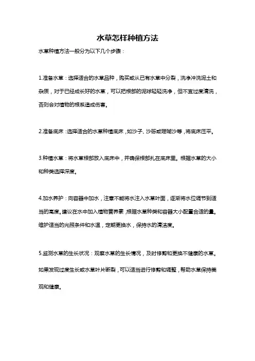 水草怎样种植方法