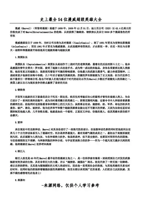 54位漫威超级英雄