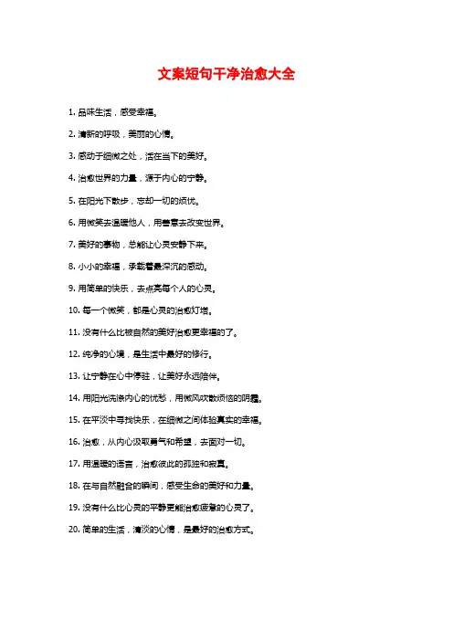 文案短句干净治愈大全