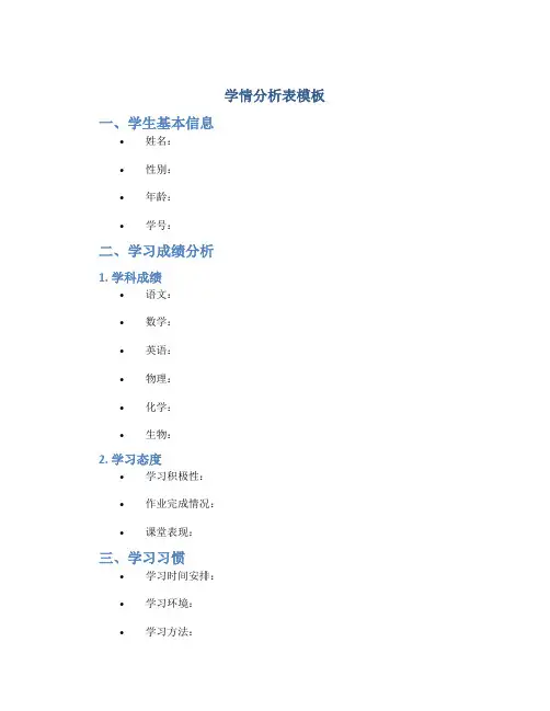 学情分析表模板