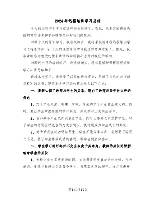 2024年远程培训学习总结(五篇)