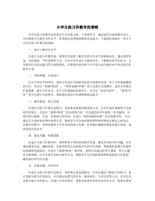 小学分段习作教学的策略
