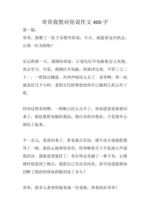 哥哥我想对你说作文400字