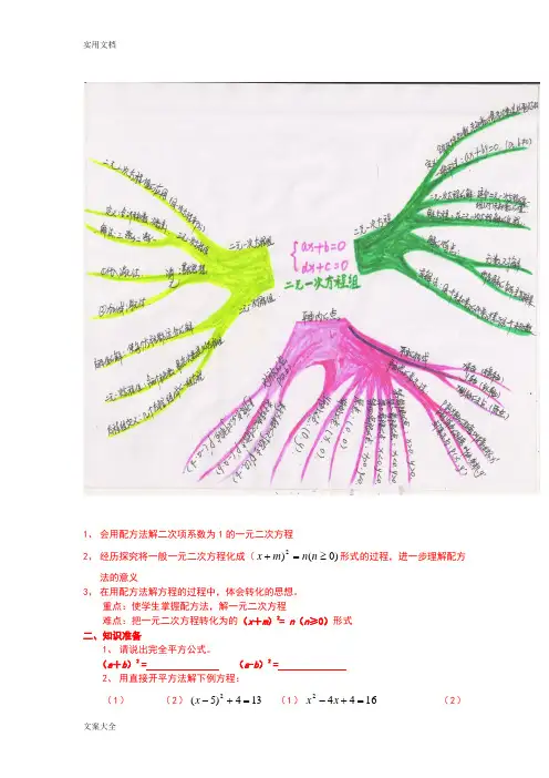 一元二次方程(思维导图+资料)