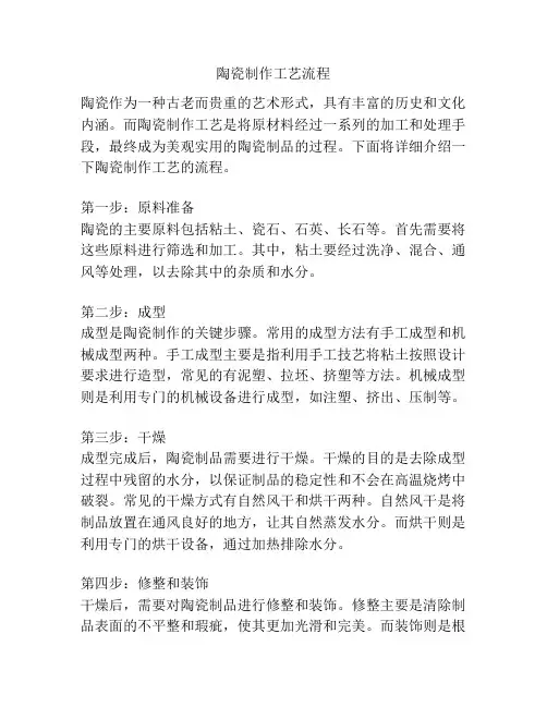 陶瓷制作工艺流程