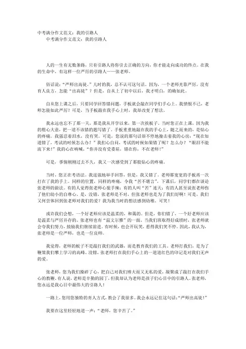 中考满分作文范文：我的引路人