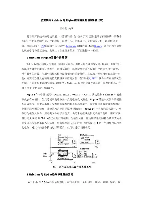 仿真软件Multisim与PSpice在电路设计中的功能比较