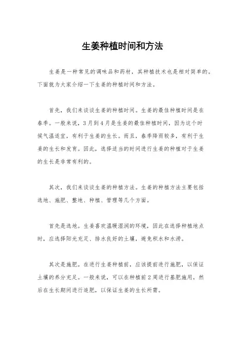 生姜种植时间和方法