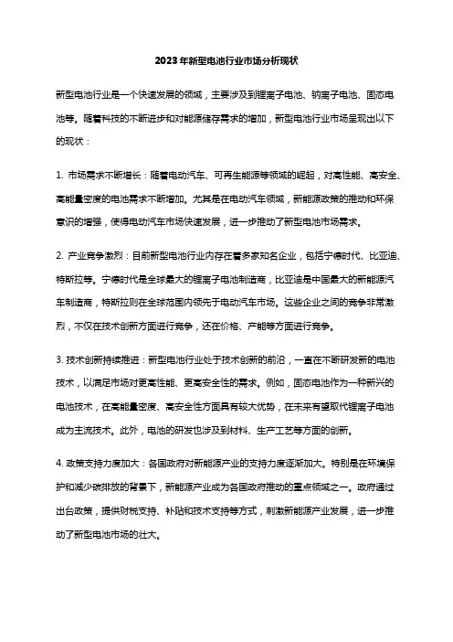 2023年新型电池行业市场分析现状