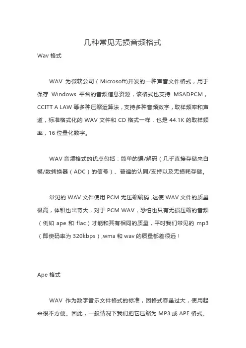 几种常见无损音频格式