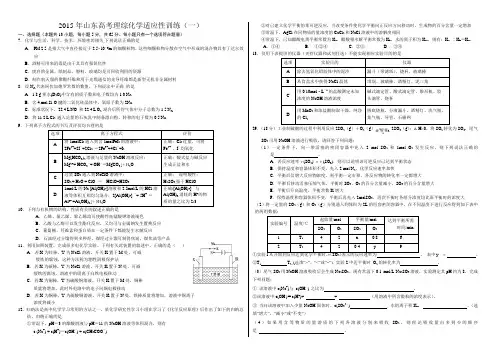 2015年山东理综化学适应性训练