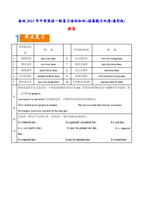 02 语态要点精读与精练-备战2023年中考英语一轮复习语法知识+语篇能力双清(通用版)