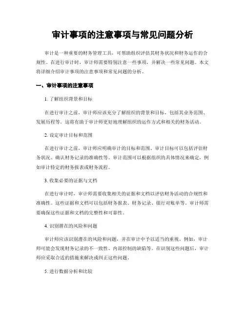 审计事项的注意事项与常见问题分析