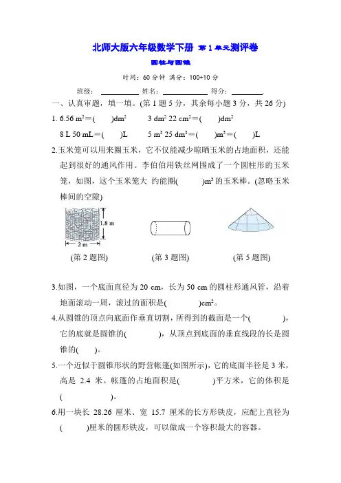 北师大版六年级数学下册 第1单元测评卷(含答案及解析)