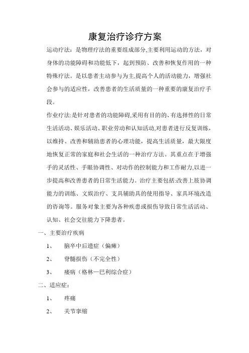 康复治疗诊疗方案(简介、适应症、禁忌症)