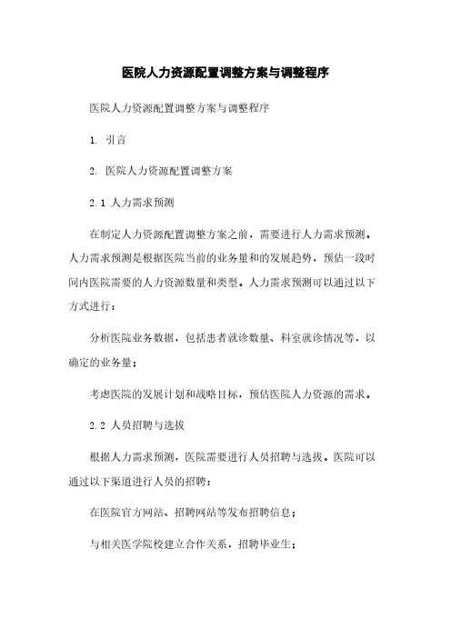 医院人力资源配置调整方案与调整程序