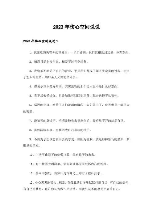 2023年伤心空间说说