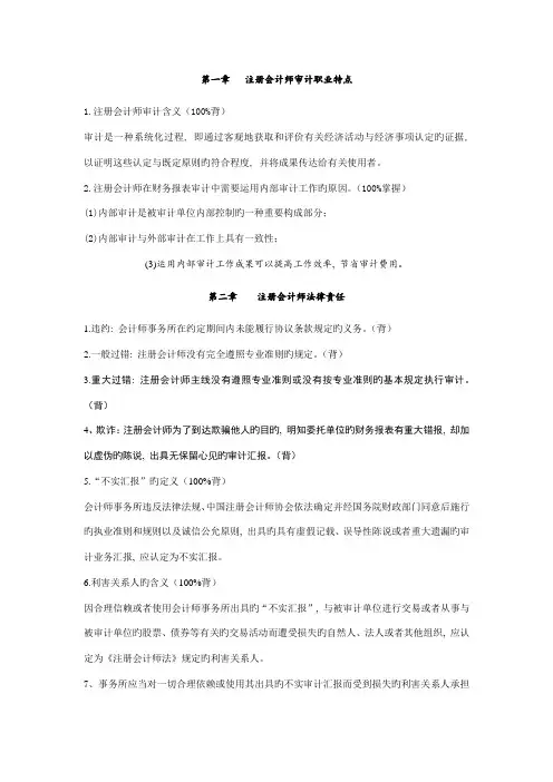 2023年注会考试审计科目必背知识点章