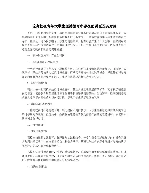 论高校在青年大学生道德教育中存在的误区及其对策